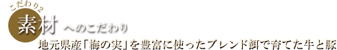 素材へのこだわり 地元県産「梅の実」を豊富に使ったブレンド餌でそだてた牛と豚